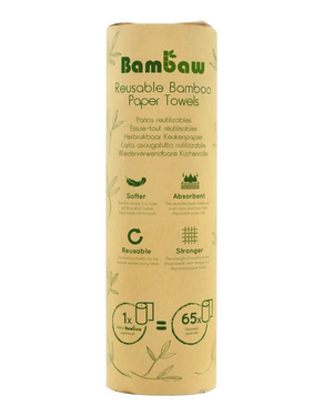 Bambusowe ręczniki papierowe wielokrotnego użytku, bardzo chłonne, rolka 20 szt., Bambaw