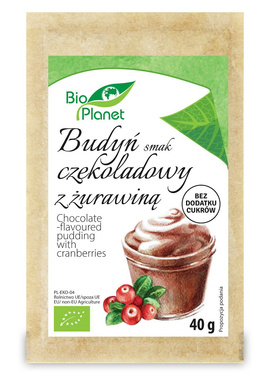 Budyń o smaku czekoladowym z żurawiną, 40 g, Bio Planet