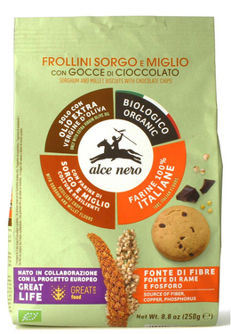 Ciastka z sorgo i prosa z dodatkiem czekolady i oliwy z oliwek extra Virgin (14,5 %) BIO 250 g - Alce Nero