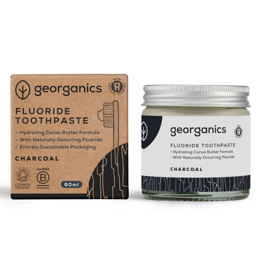 Georganics, Organiczna pasta do zębów z fluorem w słoiku, Activated Charcoal, 60ml