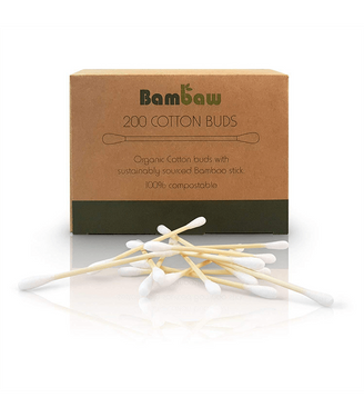 Patyczki do czyszczenia uszu, bambusowe z bawełną organiczną, biodegradowalne, 200 szt., Bambaw