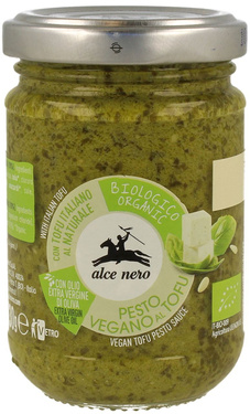 Pesto bazyliowe z tofu wegańskiego bezglutenowe, BIO, 130 g, Alce Nero