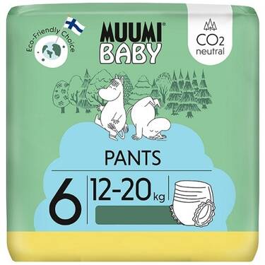 Pieluchomajtki ekologiczne, Pants 6 (12-20kg), Standard, 36 szt. Muumi Baby