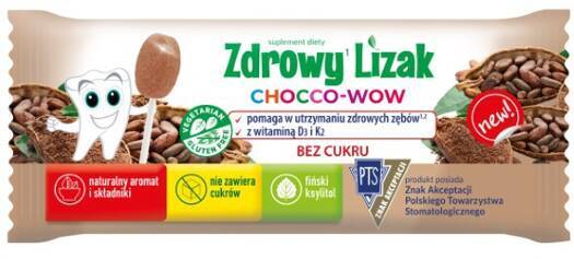 Zdrowy Lizak Chocco-wow o smaku kakao, 1 sztuka, 6g, Zdrowy Lizak Mniam-Mniam