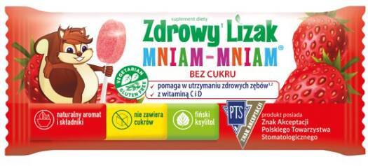 Zdrowy Lizak o smaku truskawkowym, 1 sztuka, 6g, Zdrowy Lizak Mniam-Mniam