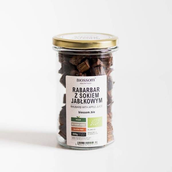 BIO Rabarbar z sokiem jabłkowym, ekologiczny, 300g, Biossom