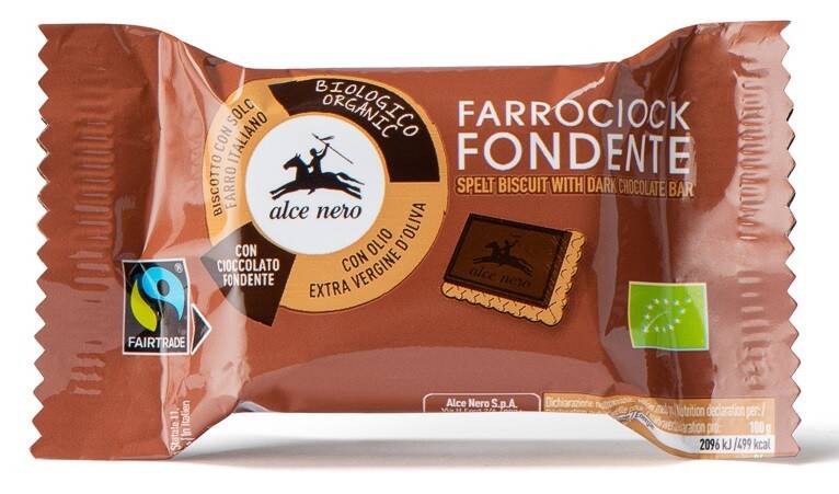 Herbatniki orkiszowe z gorzką czekoladą, Fair Trade, BIO, 28 g - ALCE NERO