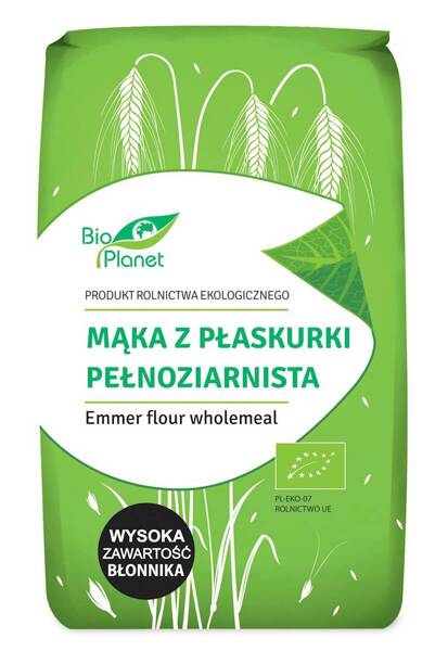 Mąka z płaskurki pełnoziarnista BIO, 500 g, Bio Planet