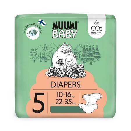 Pieluszki ekologiczne Diapers 5 (10-16kg), 22 szt. Muumi Baby