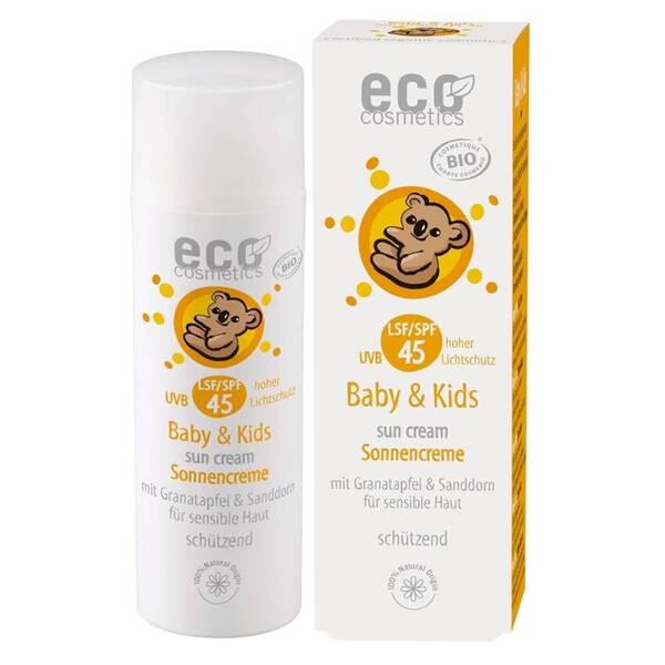 Wegański krem na słońce faktor SPF 45 dla dzieci i niemowląt, ECOCERT, 50 ml, Eco Cosmetics