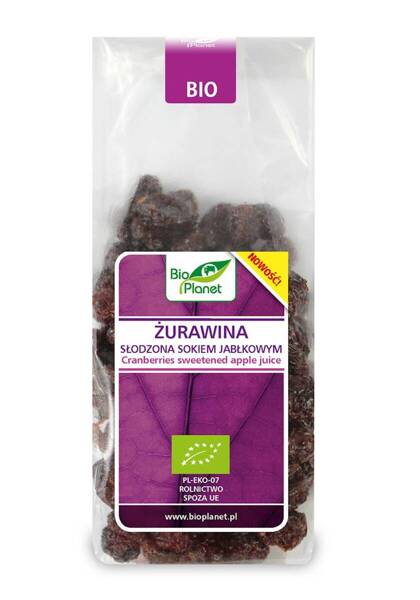 Żurawina słodzona sokiem jabłkowym BIO, 100 g, Bio Planet